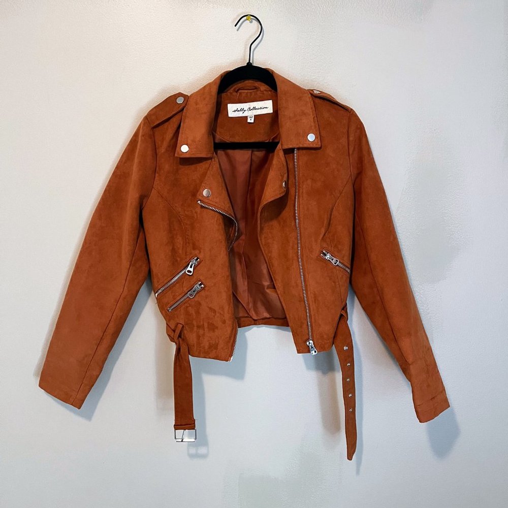 Like New Sebby Collection Suede Moto Jacket - Rust